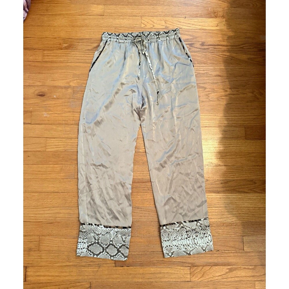 TWP M Taupe Snake Print Cuff Drawstring Pants Trish Wescoat Pound